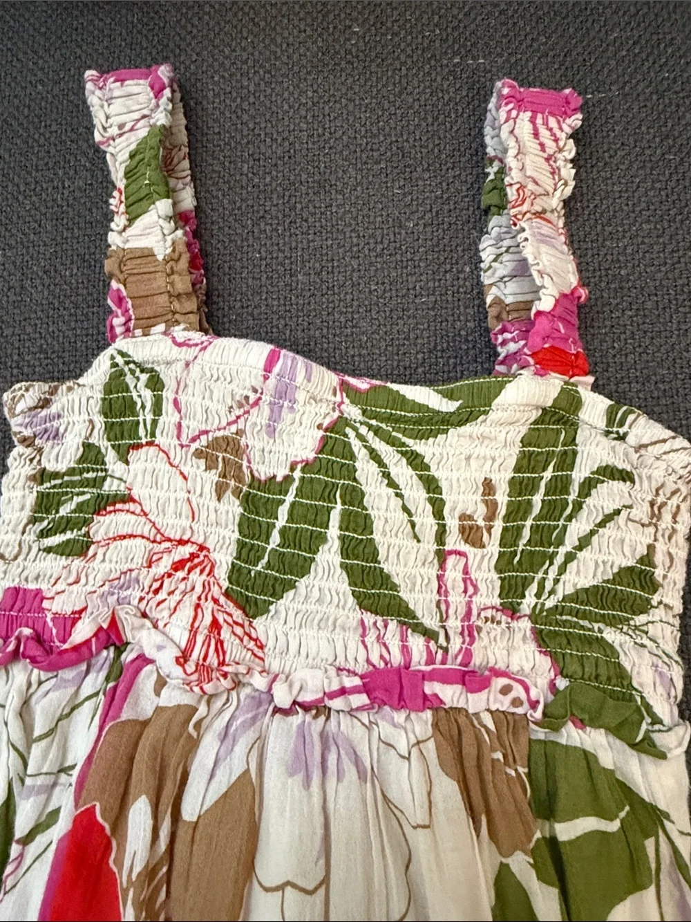 GAP Girls Floral Tiered Dress in Pink, Green & Brown